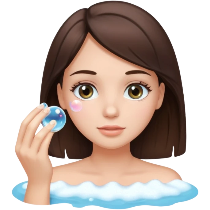 Brunette girl washing her lashes emoji