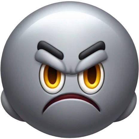 Metal cute mad Kirby bubble Gray ball driving on car wheels with mad eyebrows game emoji