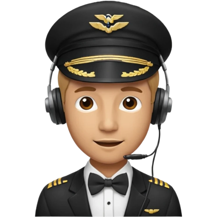 headphones, hat, and bowties pilot emoji