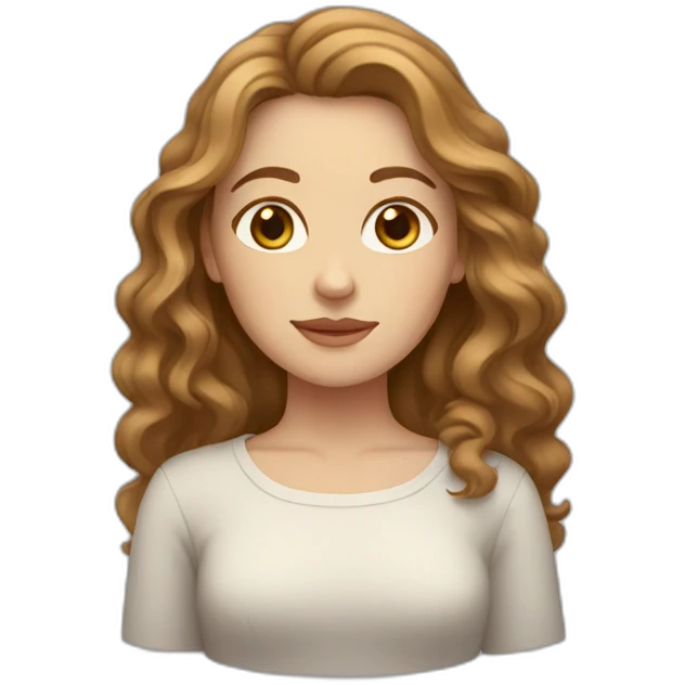 White Woman with wavy light brown hair and brown eyes emoji