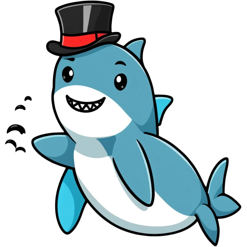 shark wearing a top hat emoji