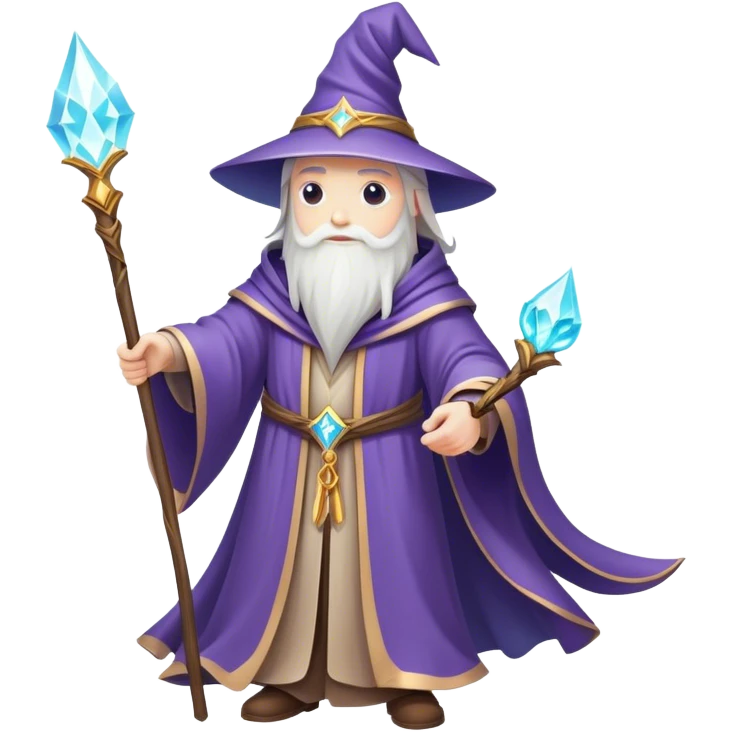Clash of Clans aesthetic: Cinematic heroic powerful fire Wizard Hero  close up Emoji, rendered in a 3D vector-style similar to standard emojis with minimal shading and bold, simplified shapes. A compact, isometric figure draped in flowing enchanted robes and wielding a mystical staff, softly glowing with an arcane magical charm. Simplified yet unmistakably iconic, highly detailed and consistent, glowing with a soft radiant glow and high shine. Stylized with a touch of whimsical sorcery and a soft glowing outline, capturing the essence of a powerful wizard ready to cast spells with a friendly, playful spirit! emoji