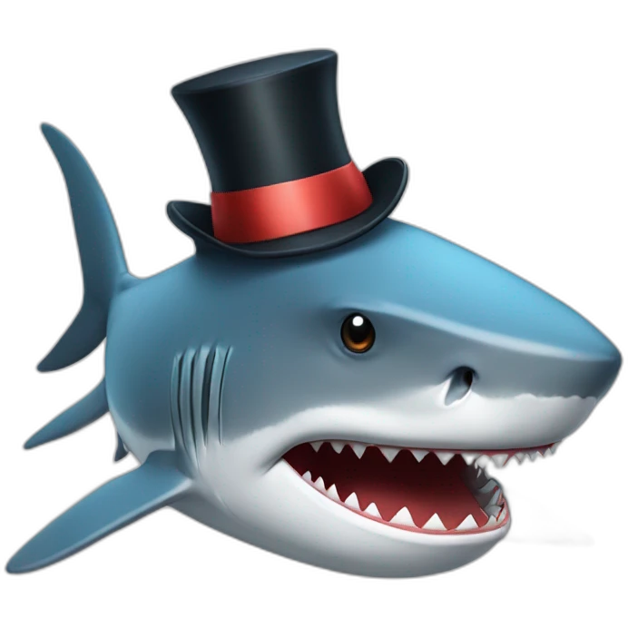 Shark with a top hat emoji
