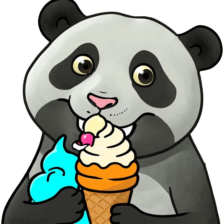 Panda eating ice cream emoji