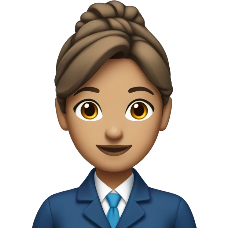 Brown tan skin flight attendant, brown hair in a bun, blue uniform, blue scarf emoji