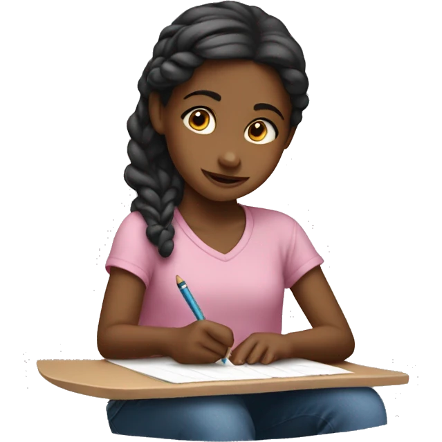 Girl child writing emoji