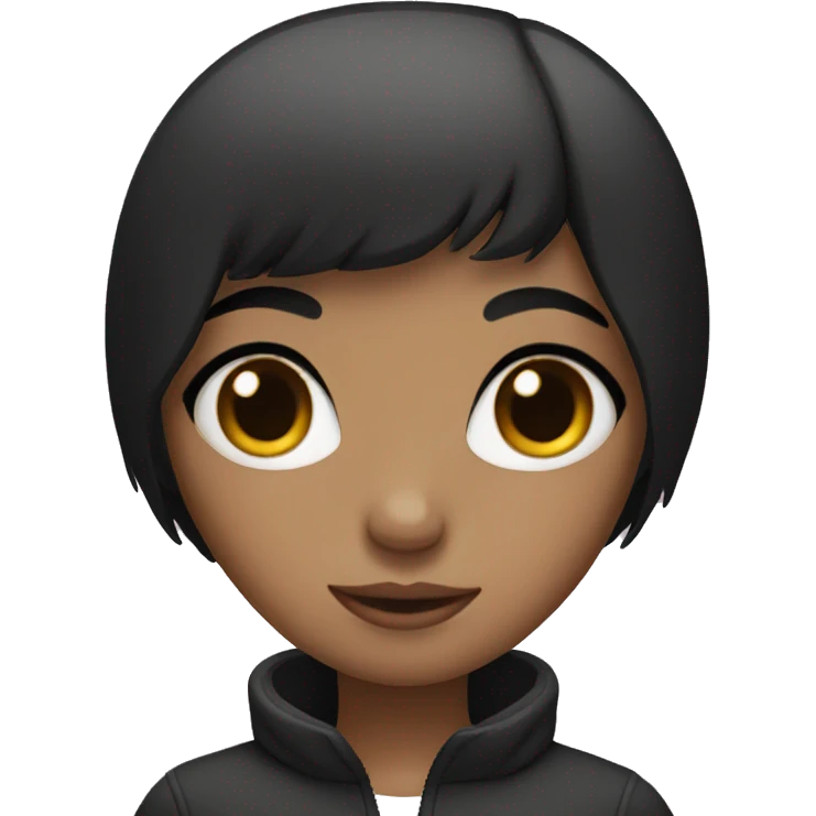 girl with short black hair and black eyes  emoji