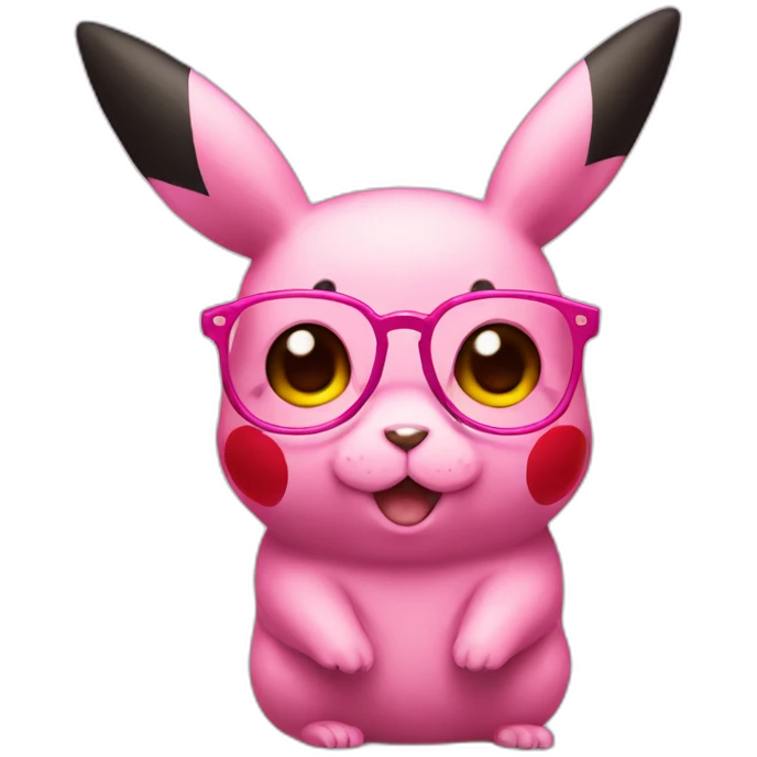 pink pikachu with glasses emoji