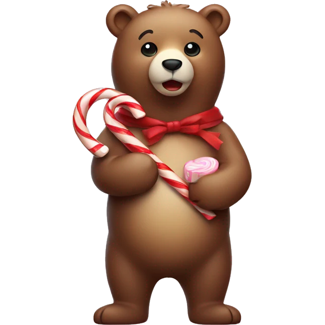 Bear holding a candy cane emoji