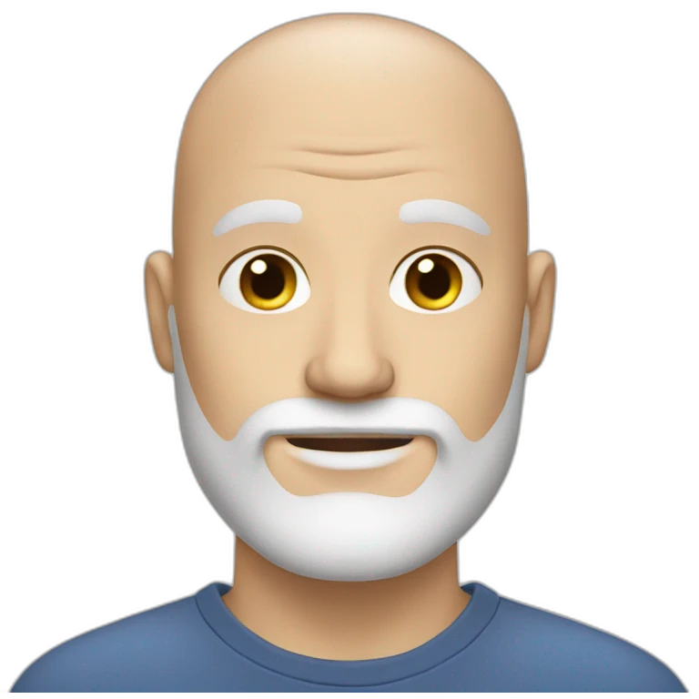 White man whit beard and no hair emoji