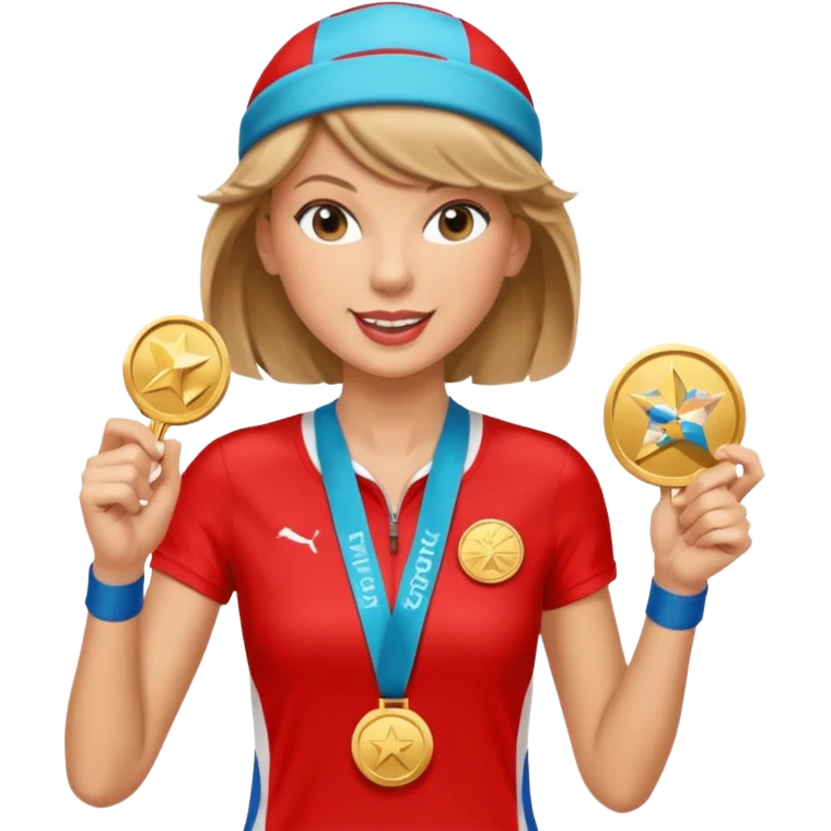 taylor swith picking running a marathon with gold medal emoji