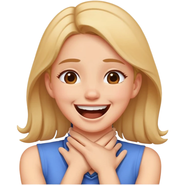 Girl with hands crossed on her neck choking her neck while laughing emoji