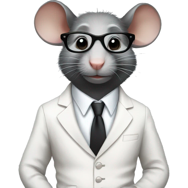 Black rat wearing a white suit and glasses and beautiful pant emoji