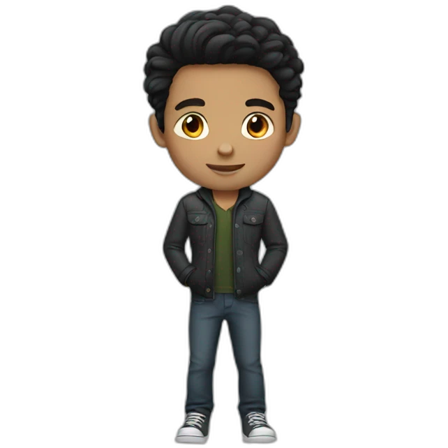 young white man dark hair emoji