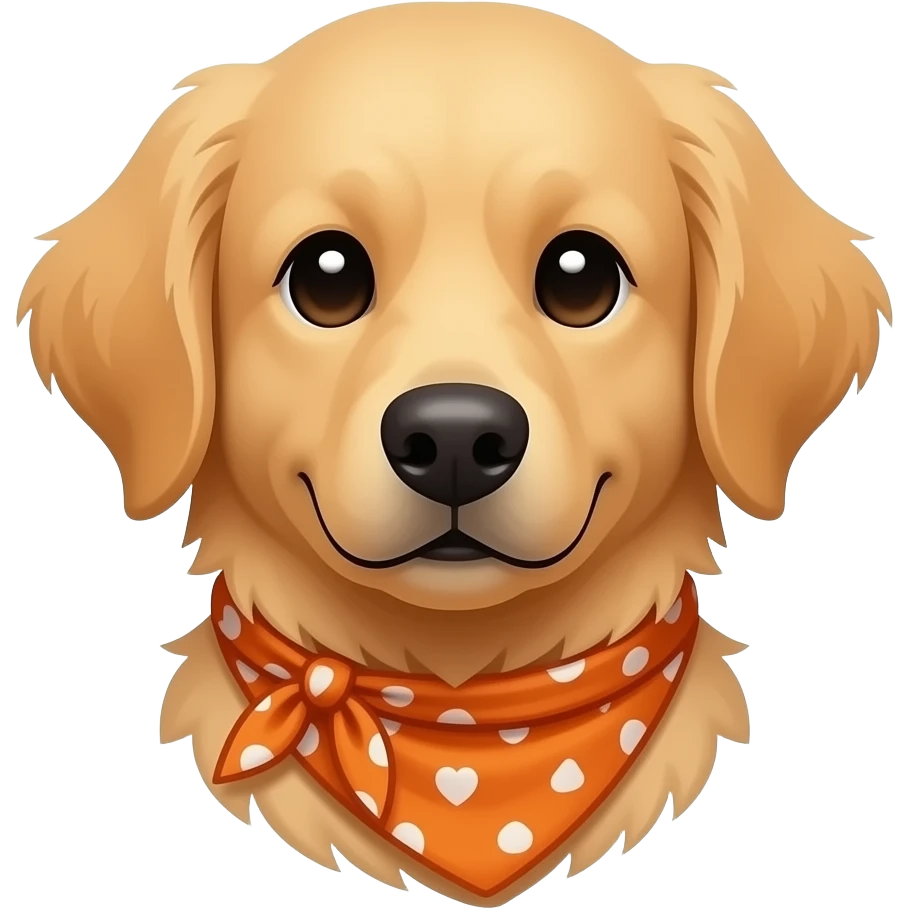 golden retreiver face with a cute orange bandana on neck emoji