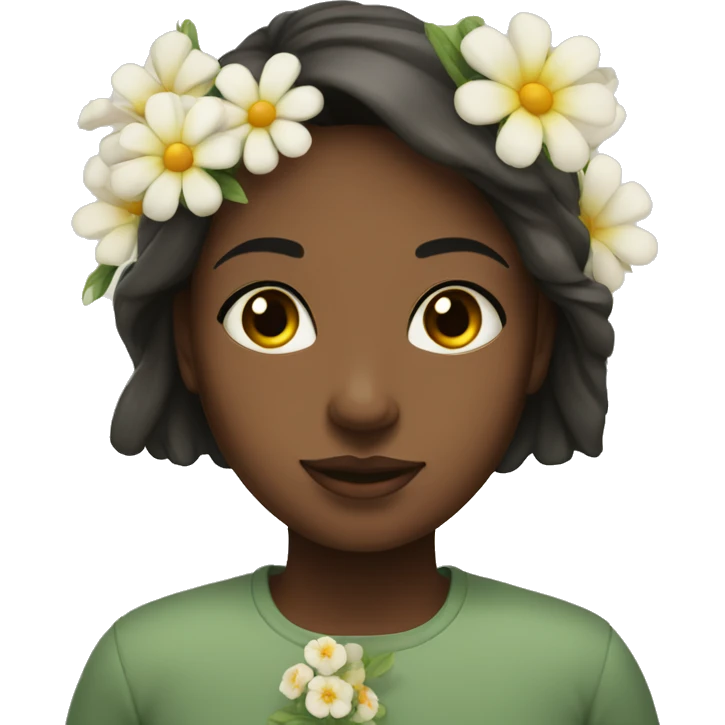 serene girl with flower indoors emoji