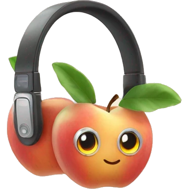 Apple headphones with peach coloured bows on it emoji