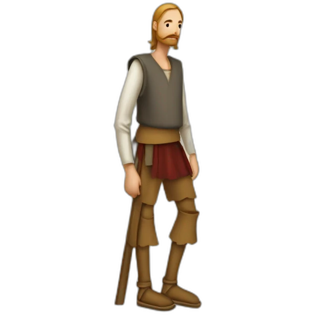 A person who walks on stilts, walking over them, medeival fair emoji