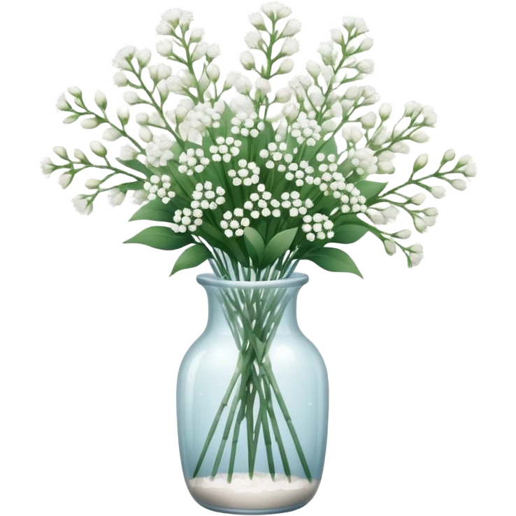 Baby’s breath bouquet in clear vase  emoji
