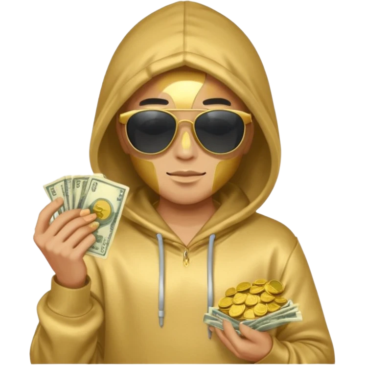 hoodie, sunglasses, money ALL GOLD emoji