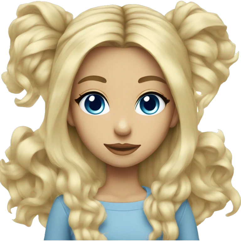 Female light blue eyes long  blonde and blue hair ombre emoji