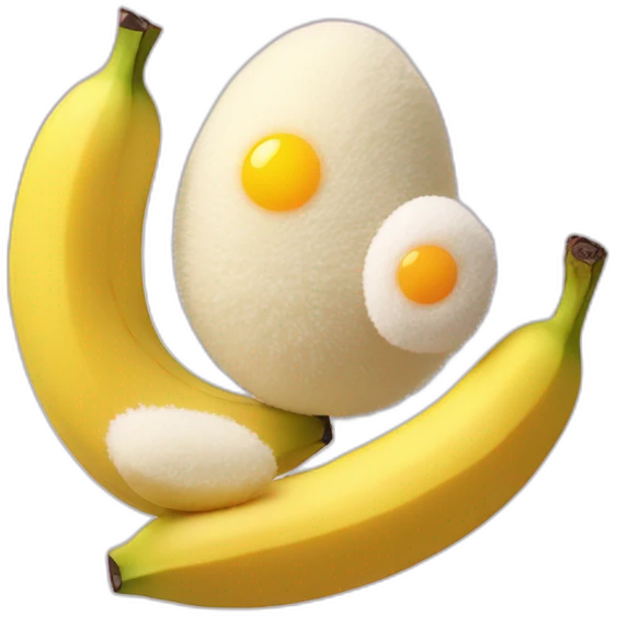 Fuzzy Banana with two fuzzy eggs emoji