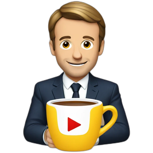 Emmanuel Macron with a YouTube cup emoji