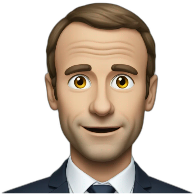 Macron avec une tête de reptilien emoji