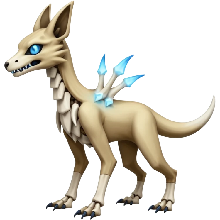 Skeletal Cubone-Marowak-Zoroark-Anubis-Wendigo-Fakémon-hybrid-creature (full body), 4 legs emoji
