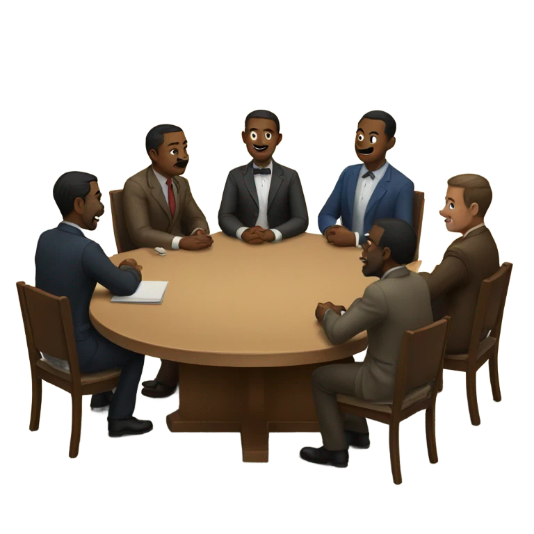 6 men sitting at a round table emoji