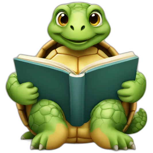 tortoise reading a book emoji
