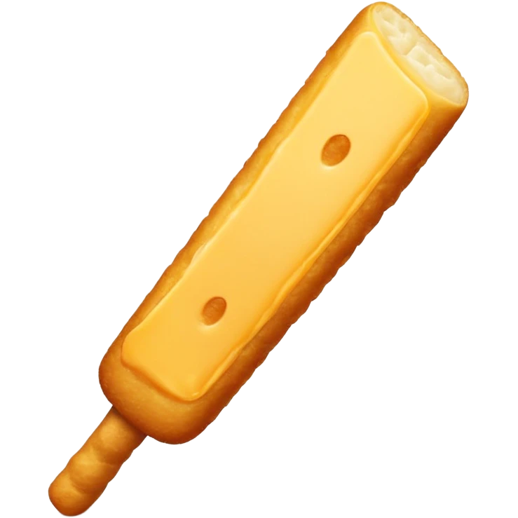 Create an emoji-style illustration of a tequeño, a traditional Venezuelan snack. It should look like a small, golden-brown, fried cheese stick with a smooth, slightly crispy exterior. Use simple shapes, clean lines, and vibrant colors to match modern emoji aesthetics emoji