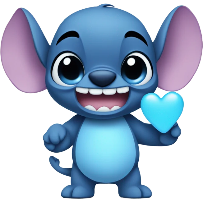 stitch holding a light blue heart emoji