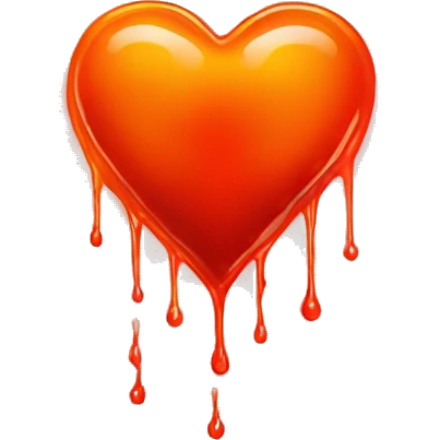 bleeding red heart shape glowing red-orange emoji