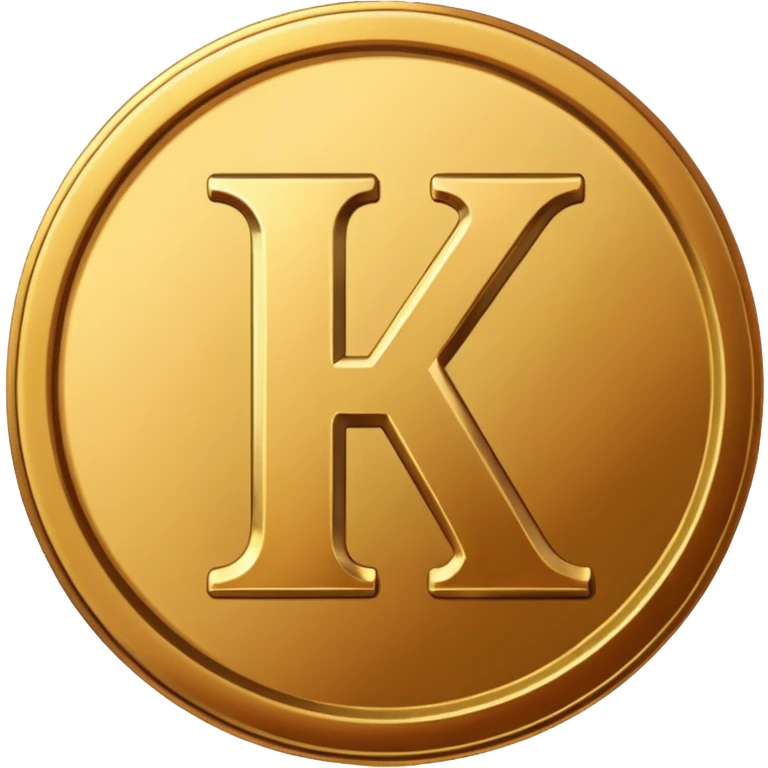apple style emoji of a gold coin with the letter K on it emoji
