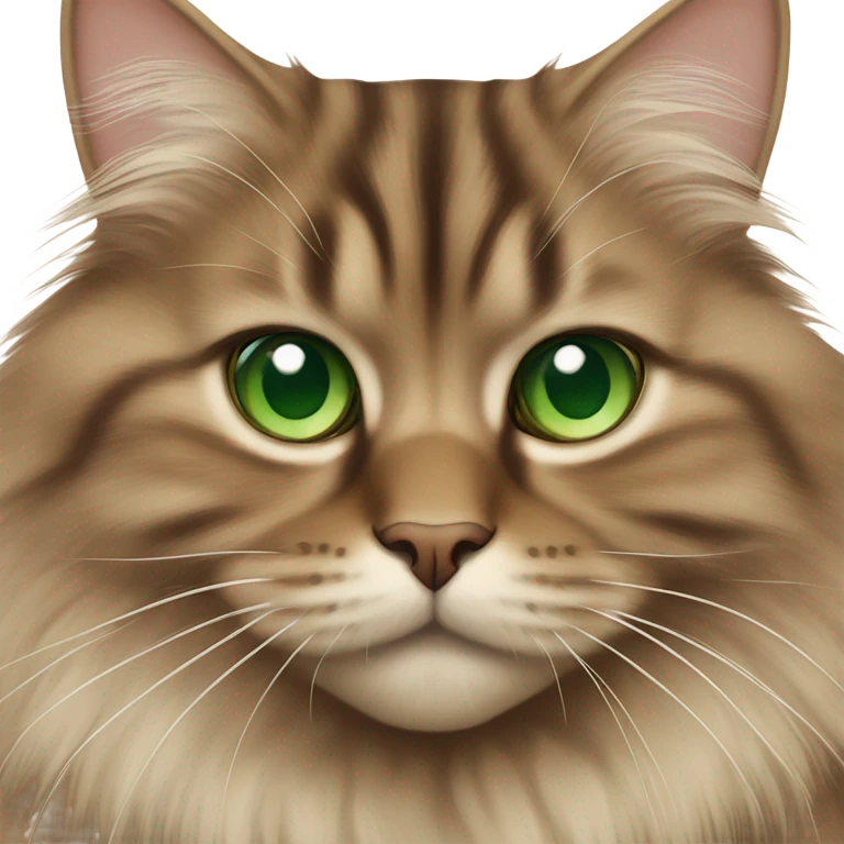  Brown siberian cat and green eyes emoji