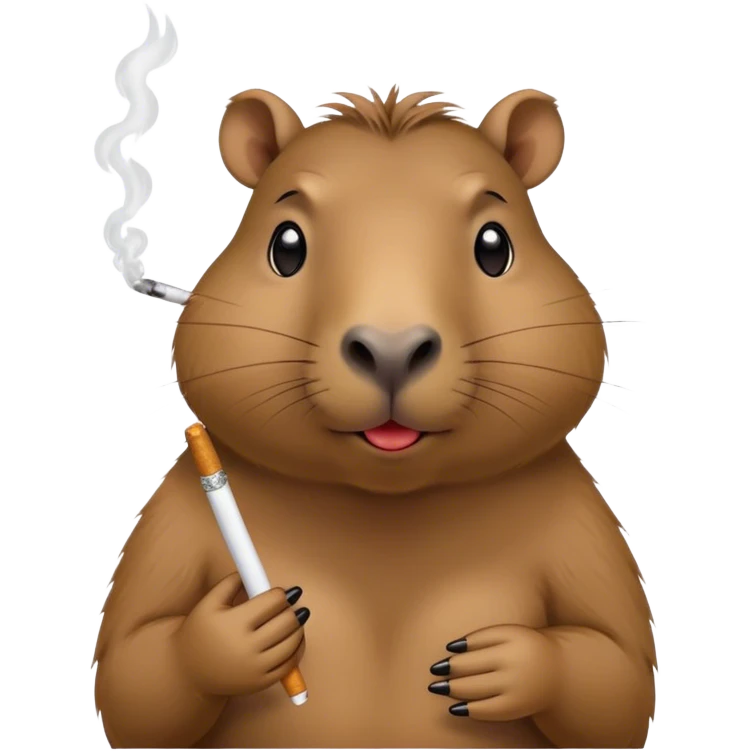capybara with a cigarette heart and eyes hanging in its mouth emoji