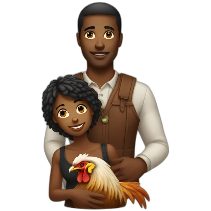 Black people with rooster emoji