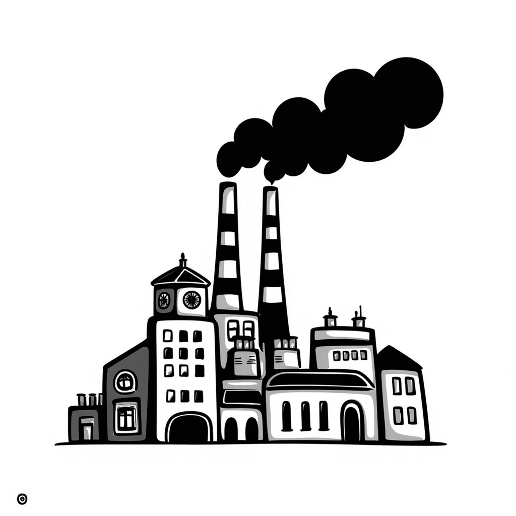 industrial factory with smoke stacks and machinery emoji