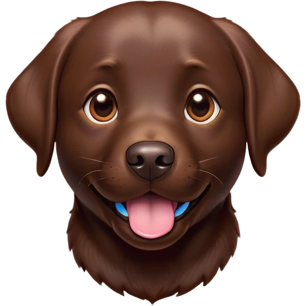 Cinematic Comical Chocolate Labrador Portrait Emoji, Head tilted dramatically with an exaggeratedly amused expression, featuring a glossy chocolate Fur with a rich, radiant finish, wide, expressive brown eyes filled with playful disbelief, Simplified yet hilariously expressive features, highly detailed, glowing with a slightly sassy glow, high shine, dramatic yet playful, stylized with an air of cheeky mischief, bright and endearing, soft glowing outline, capturing the essence of a spirited and over-the-top companion, so meme-worthy it feels like it could side-eye its way into internet fame instantly! emoji