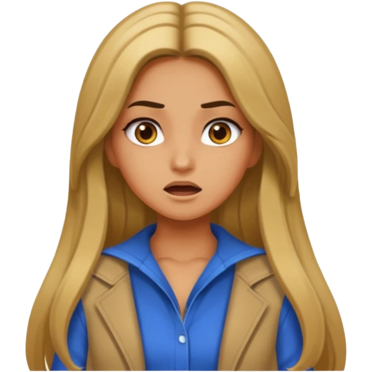 pretty long hair girl middle parted, amazed, good clothes, tanned, baddie emoji