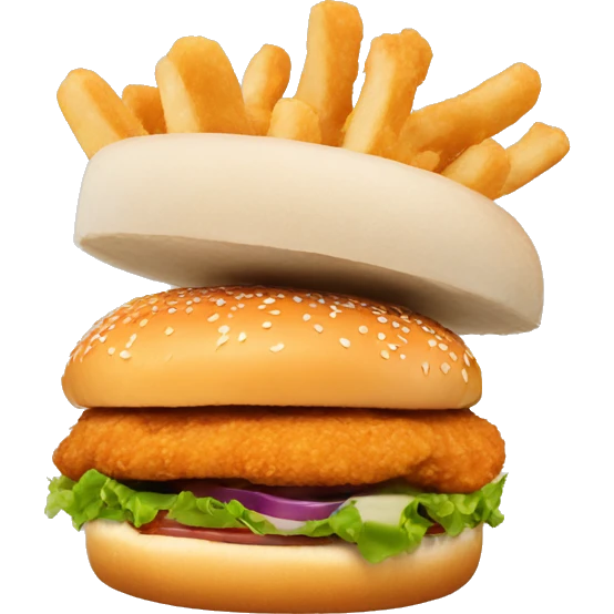 chicken tenders in a burger  emoji