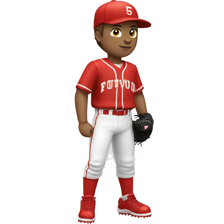 youth baseball pitcher in red and white uniform emoji