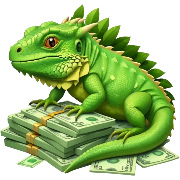 capitalist iguana lying in money emoji