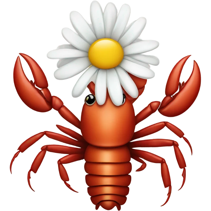 Crawfish holding a daisy emoji