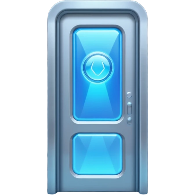 futuristic door with holographic interface emoji