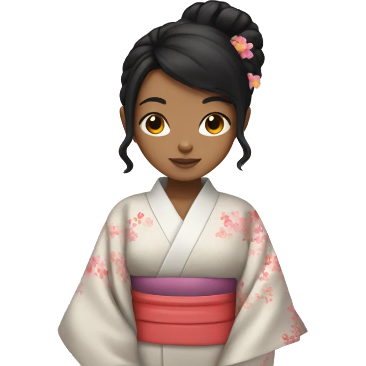 lightskin girl with black hair wearing a kimono emoji