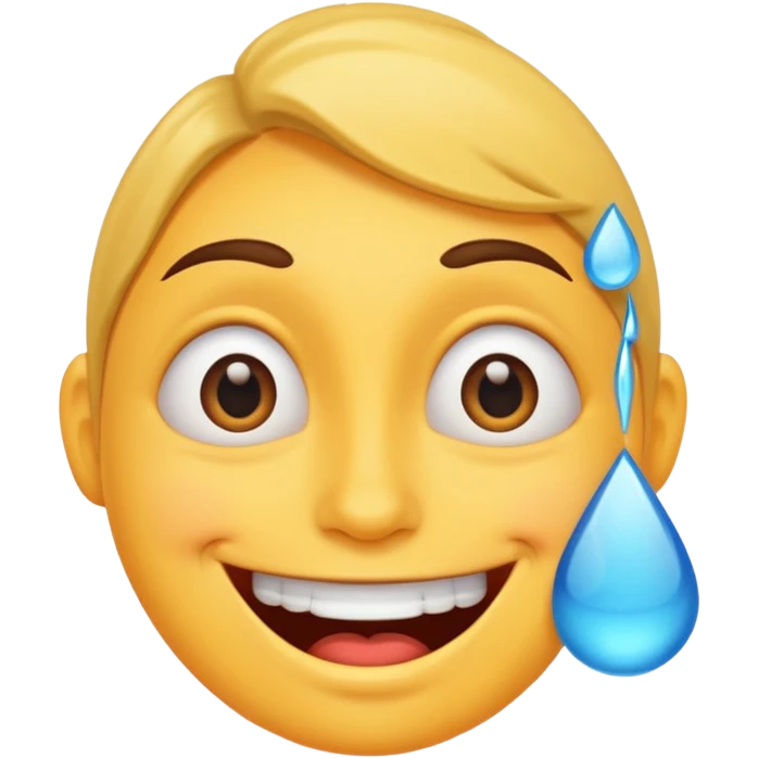 crazy smile with teardrop emoji