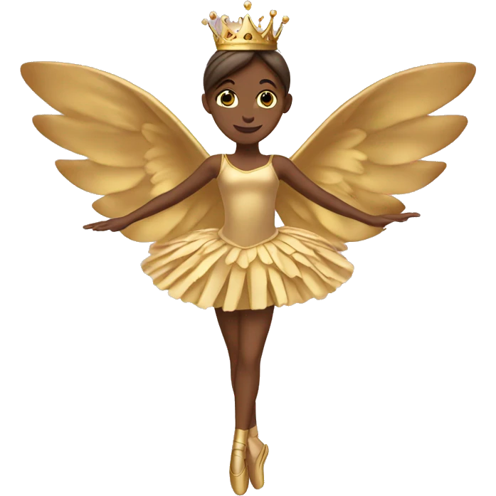  brown ballerina gold wings gold princess crown emoji