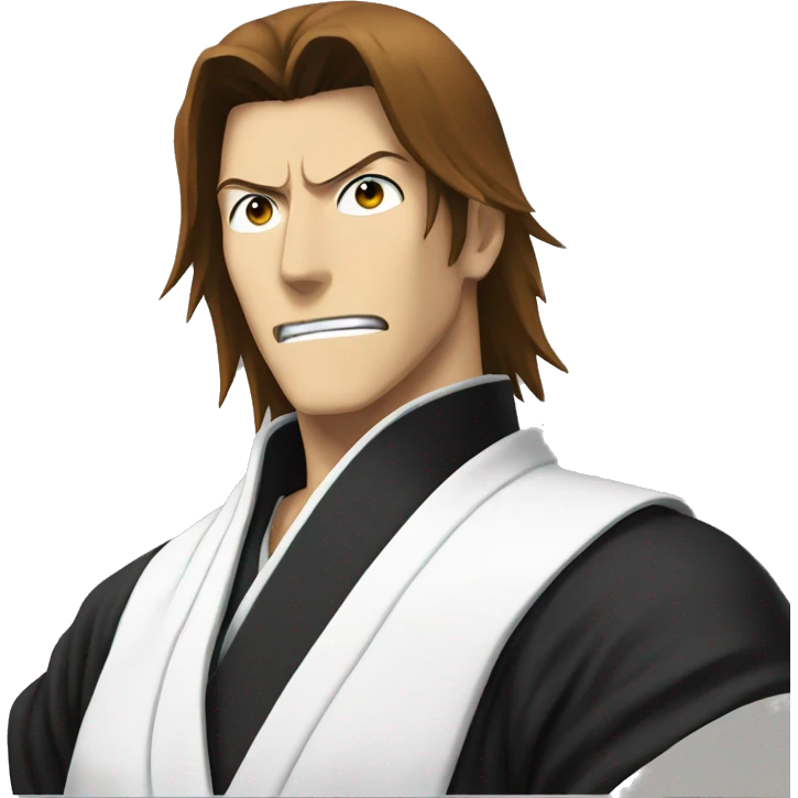 Aizen from bleach shocked face with brown hair emoji